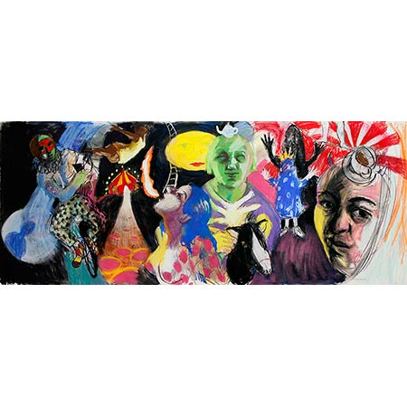 Night Circus 2016 90 x 227cm Pastel on Arches paper..