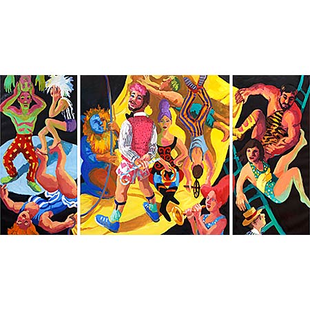 Circus Oz Triptych 2016 180 x 312cm Oil on linen.