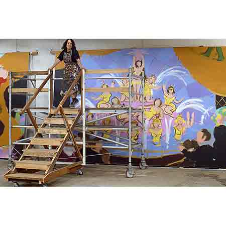 The 8 murals were painted in acrylic on specialy made glass reinforced polyester panels measuring 3.1 x 4.8 meters each