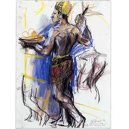 Study for the slave (panel 6 of the Annette Kellerman Mural) Pastel 60cm x 42cm Private collection. Posed for by artist Simon Mark