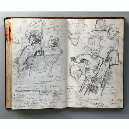 Drawings made on bus and ferry, Sydney 1982