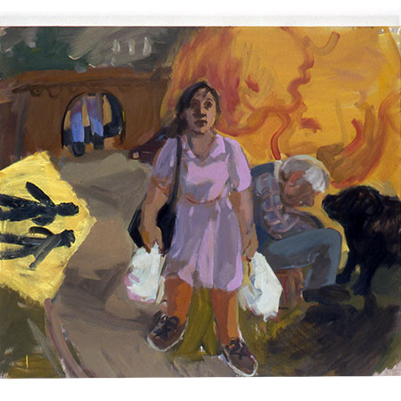 Self Portrait in Purple Dress 2003 Oil on canvas 122cm x 136cm
