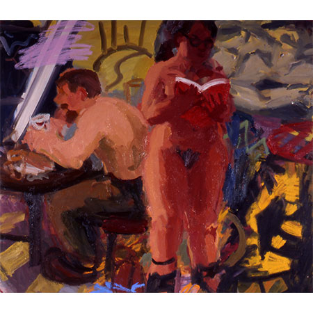Man Eating Woman Reading 2005 Oil on linen 153cm x 166cm