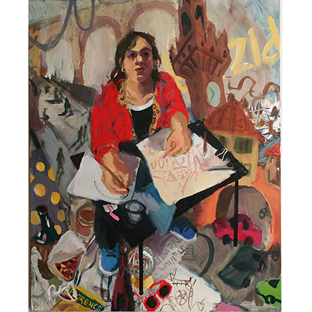 Self Portrait in Florence - Drawing with Both Hands 2009 Oil on canvas 180cm x 145cm