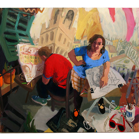 Self Portrait in Florence with Bernard Ollis 2009 Oil on canvas 180cm x 200cm