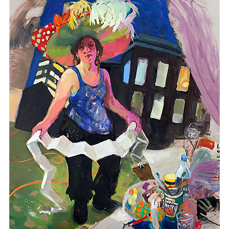 Self Portrait with a Ridiculous Hat 2014 Oil on linen 167cm x 152cm
