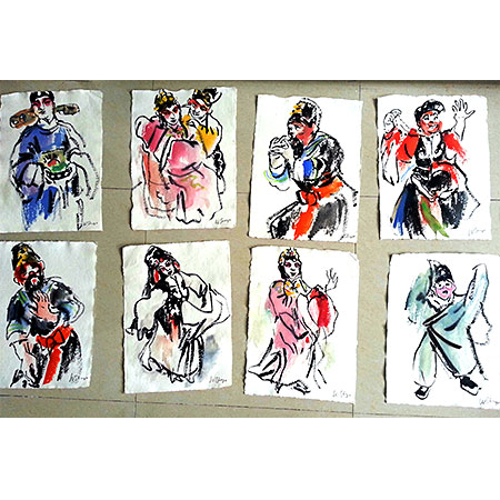 Chinese Opera Drawings 2015 Gouache