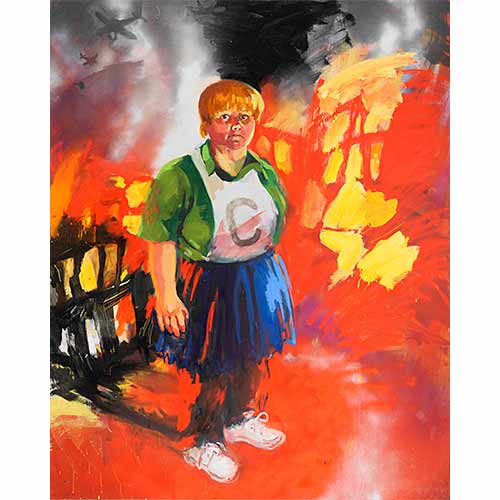 Magda Szubanski, Comedy and Tragedy, Archibald Finalist 2020, oil on linen 182x145cm