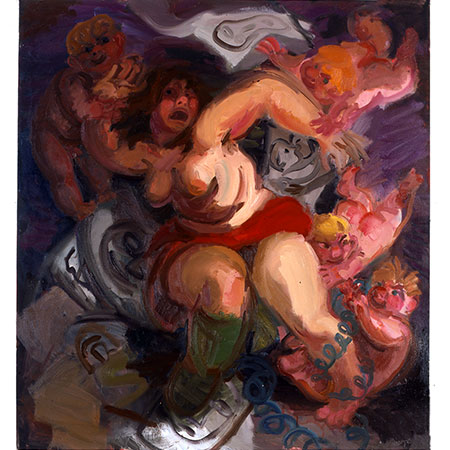 Artist Menaced by Cupids Seated 1994 Oil on canvas 180cm x 180cm Private collection