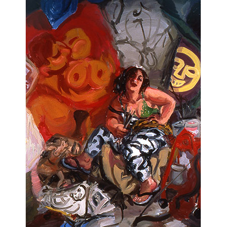 Self Portrait - as Diana of Erskineville 1996 Oil on canvas 201cm x 172cm Private Collection